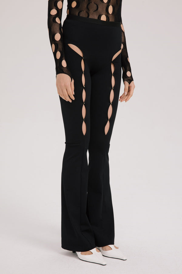 Rui Zhou WV05 series hollow flared stretch casual pants RUI-RUIFW21WV05-HEI Black Onyx